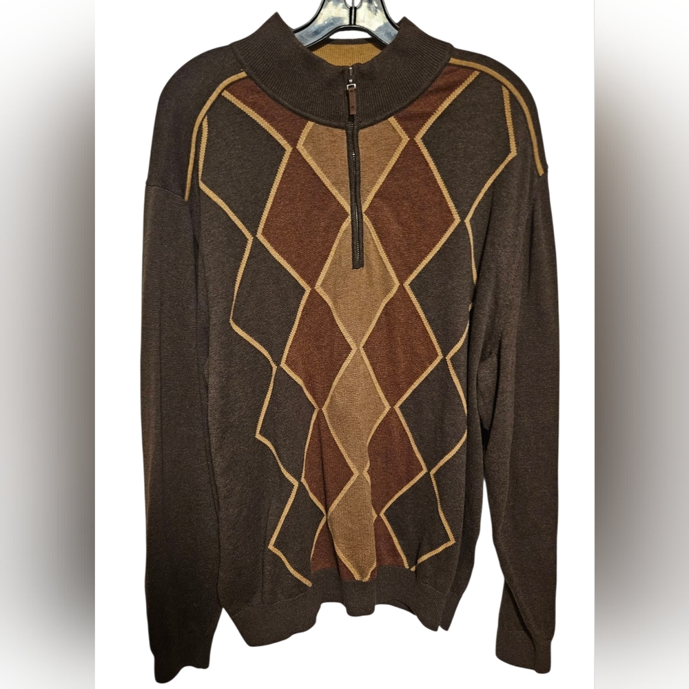 Cutter & Buck Mens Brown Argyle Sweater XL
